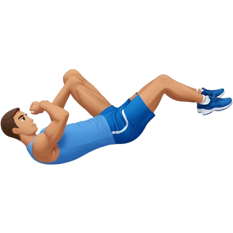 side-view of guy in blue shorts doing decline crunches emoji