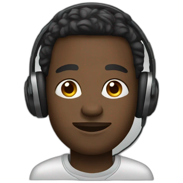 African man with earphones emoji