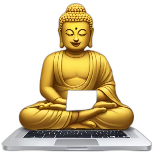 buddha typing on a macbook emoji