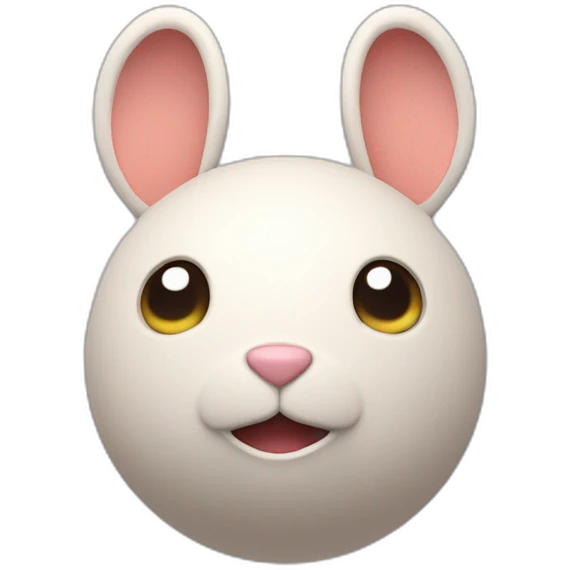 3d sphere with a cartoon playful clay Rabbit skin texture with abashed eyes emoji