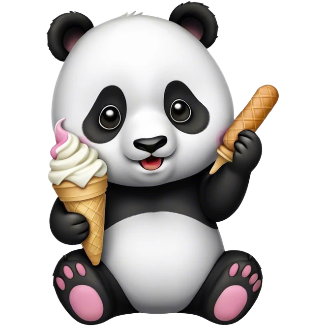 Panda eating ice cream emoji
