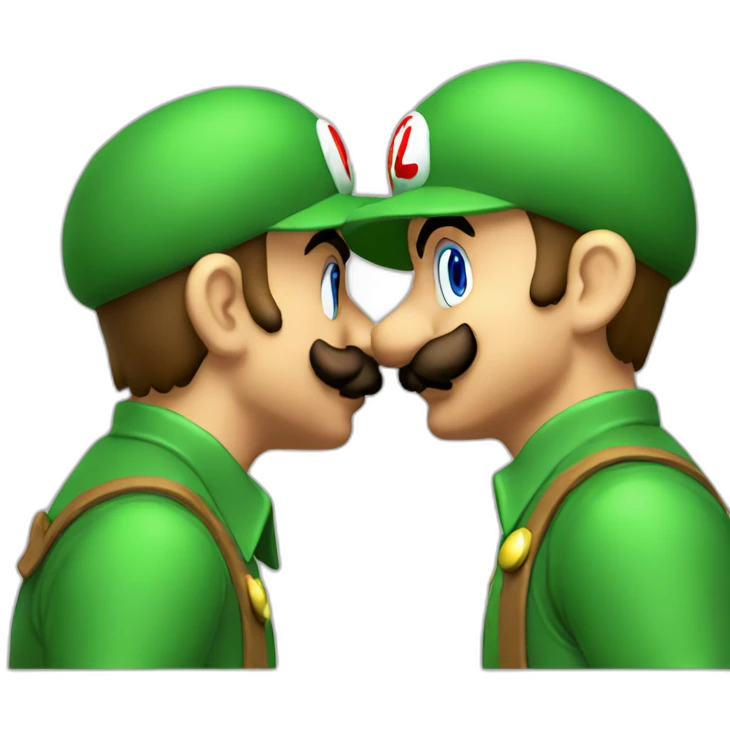 mario and luigi kissing side view emoji
