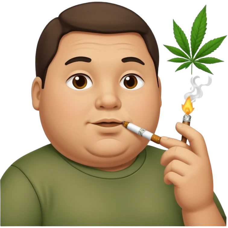 Chubby guy with weed emoji