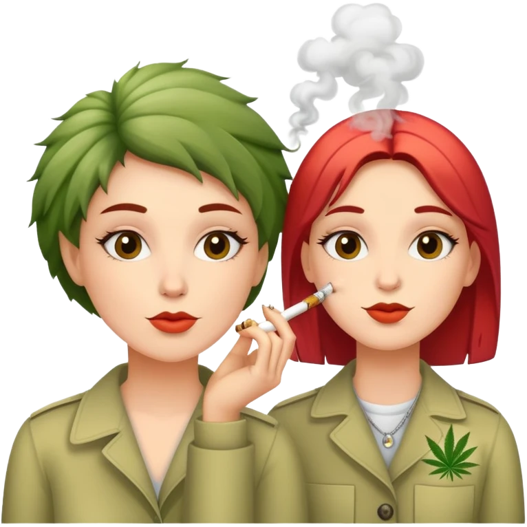 Lesbians smoking cannabis emoji