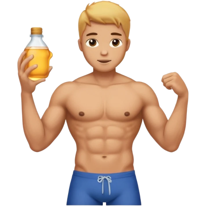 Male shirtless honey skin six pack sexy big dih lean full body without pants one hand cover the mid emoji