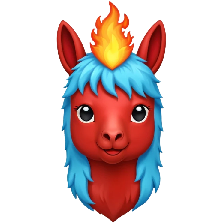 Hazme el corazón rojo y con fuego y que la llama sea azul verdoso emoji