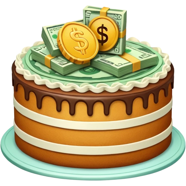 Money cake cutted  emoji