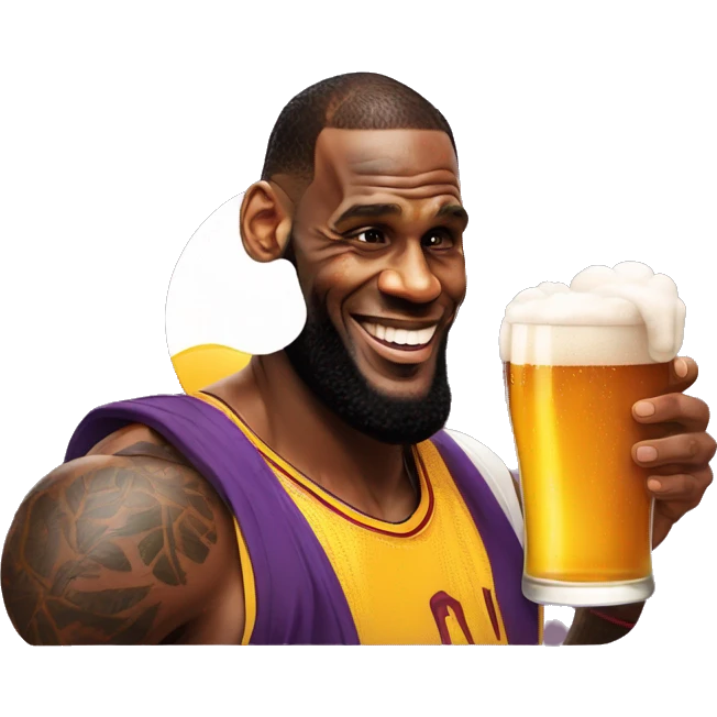 Lebron james avec un soleil dans la main et une biere dans l autre emoji
