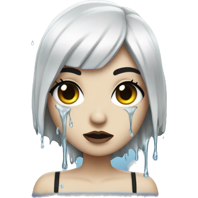 white goth women with black hair with water dripping down her legs emoji