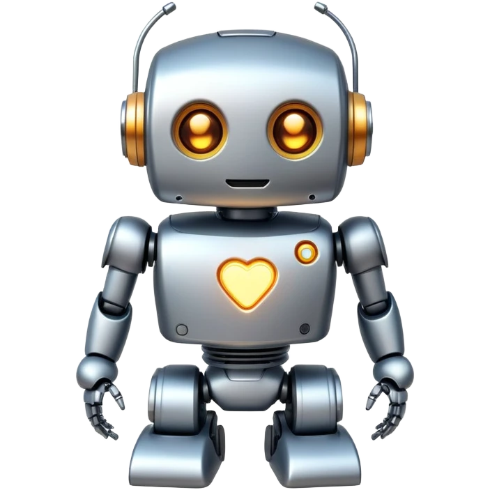 Cute robot character with an AI chip embedded in its chest emoji
