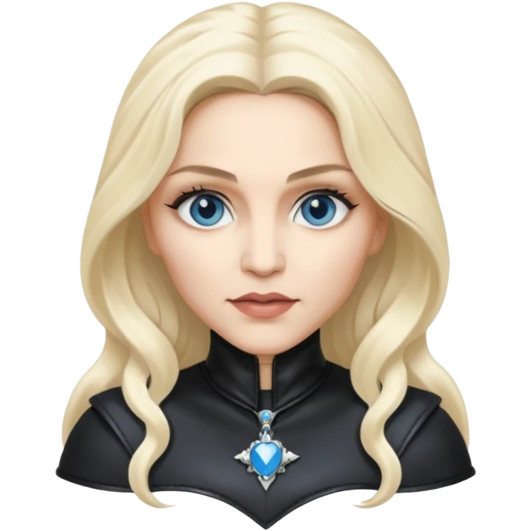 Madonna with blue eyes, long platinum blonde hair, black outfit emoji