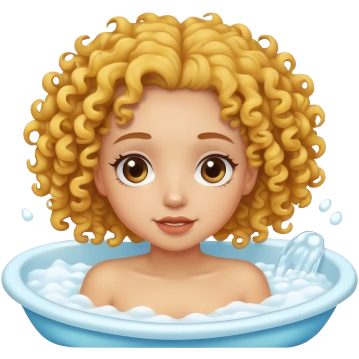 Girl with curly hair  taking a bath  emoji