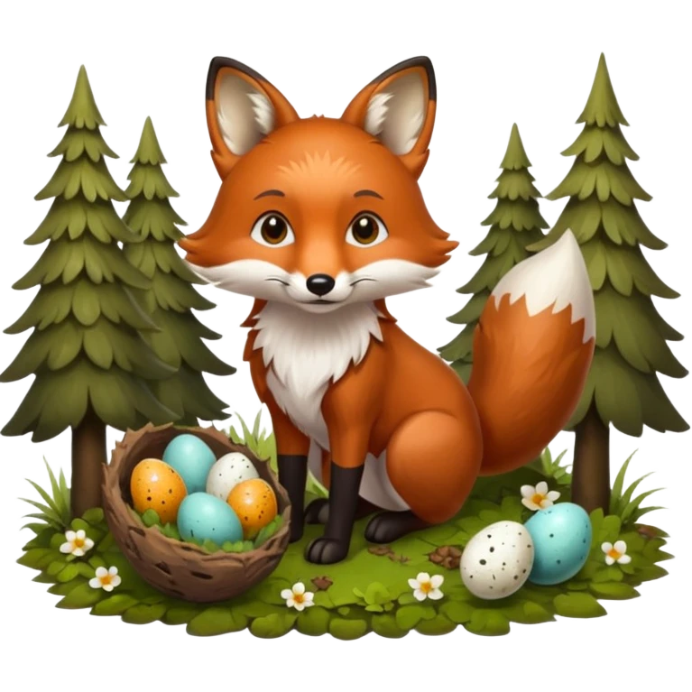 Fox and two eggs emoji