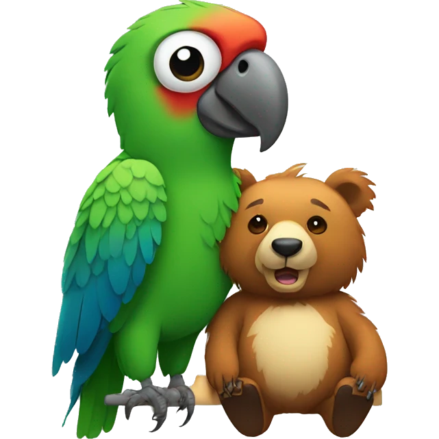 Parrot with a bear emoji