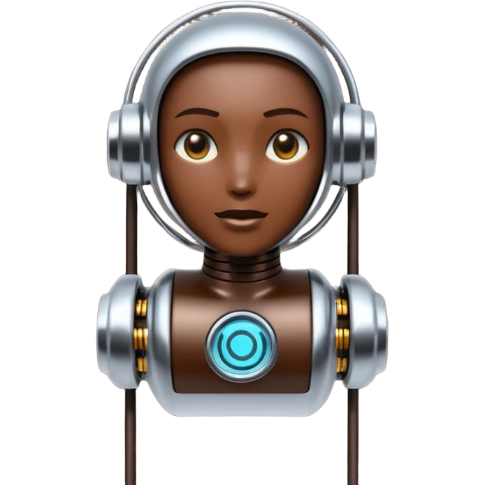 3D render of Data Port, futuristic cyborg aesthetic, fusion of organic skin and chrome metal, metallic socket embedded in dark brown skin, exposed wiring,emoji style, isolated on white background --v 6.0. emoji