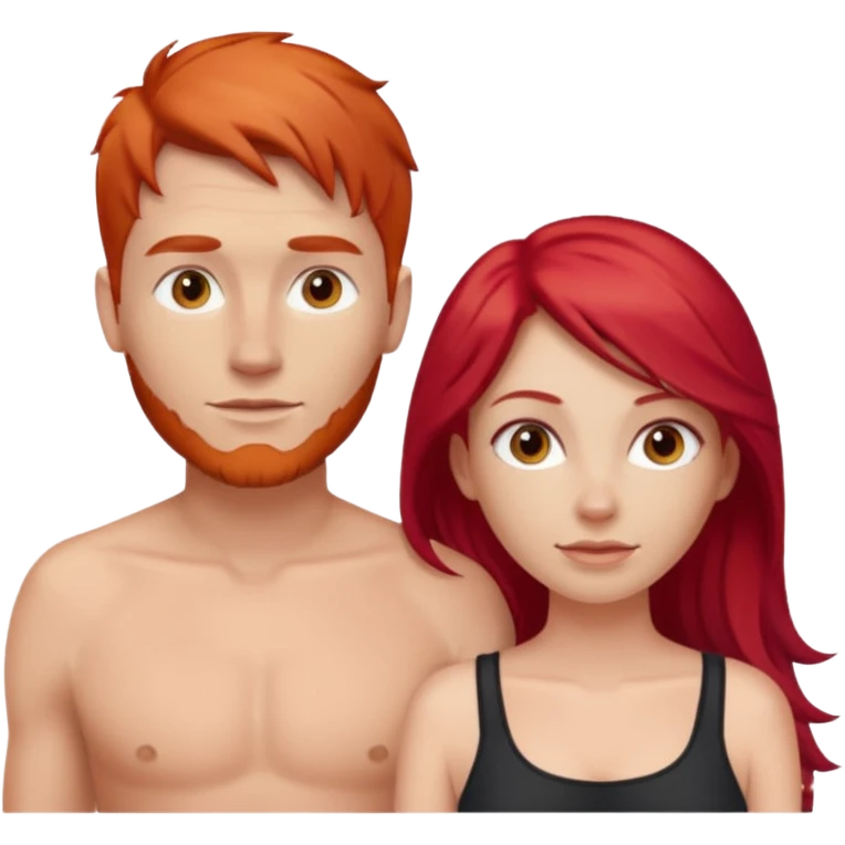 White Man and white woman with red hair emoji with no clothes emoji