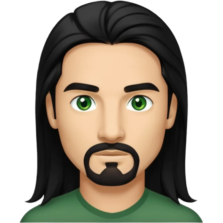 Kevin Richardson with black long hair, green eyes emoji