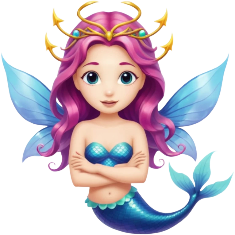 an mermaid that has fairy wing fair face emoji
