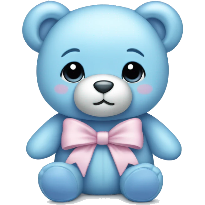 pastel blue teddy bear with bow emoji