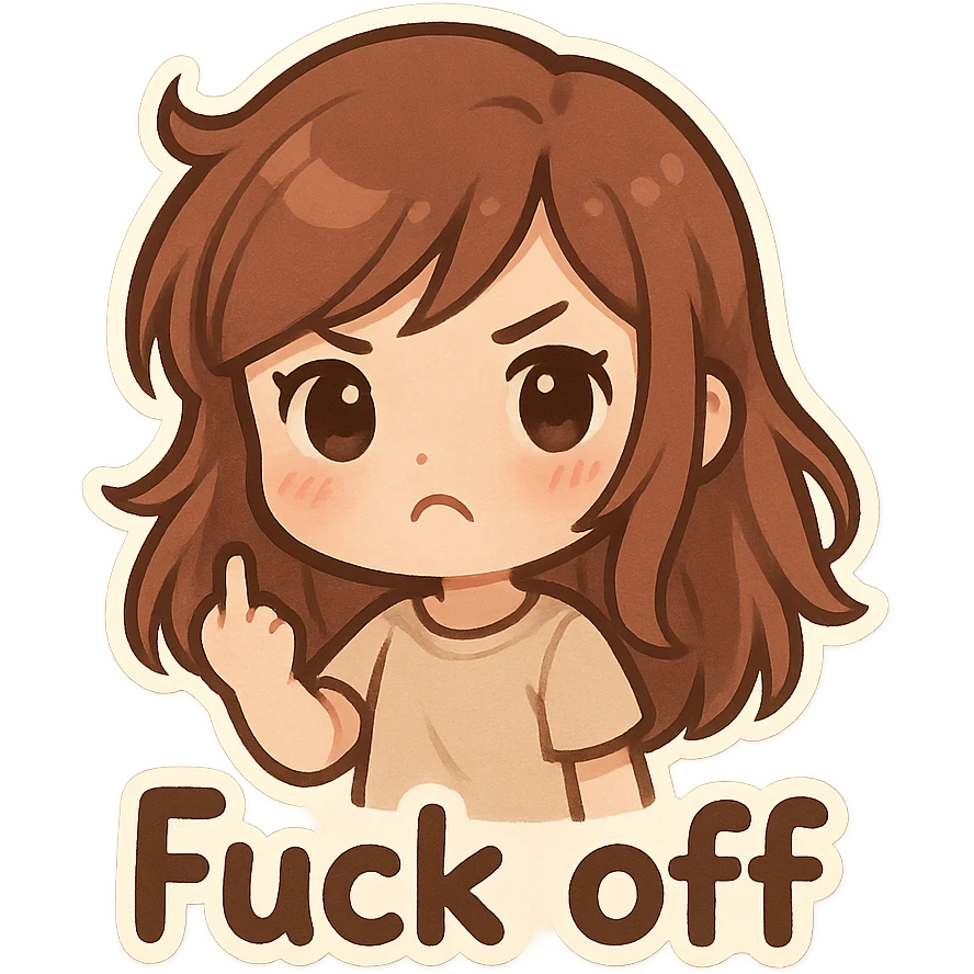 Fuck off text , remove background emoji