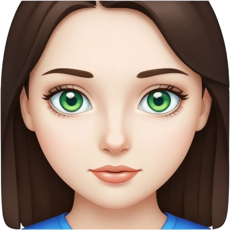 Brunette girl that’s white with blue and green eyes  emoji