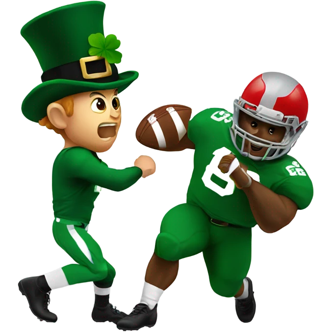 Leprechaun punching an Ohio state football player emoji