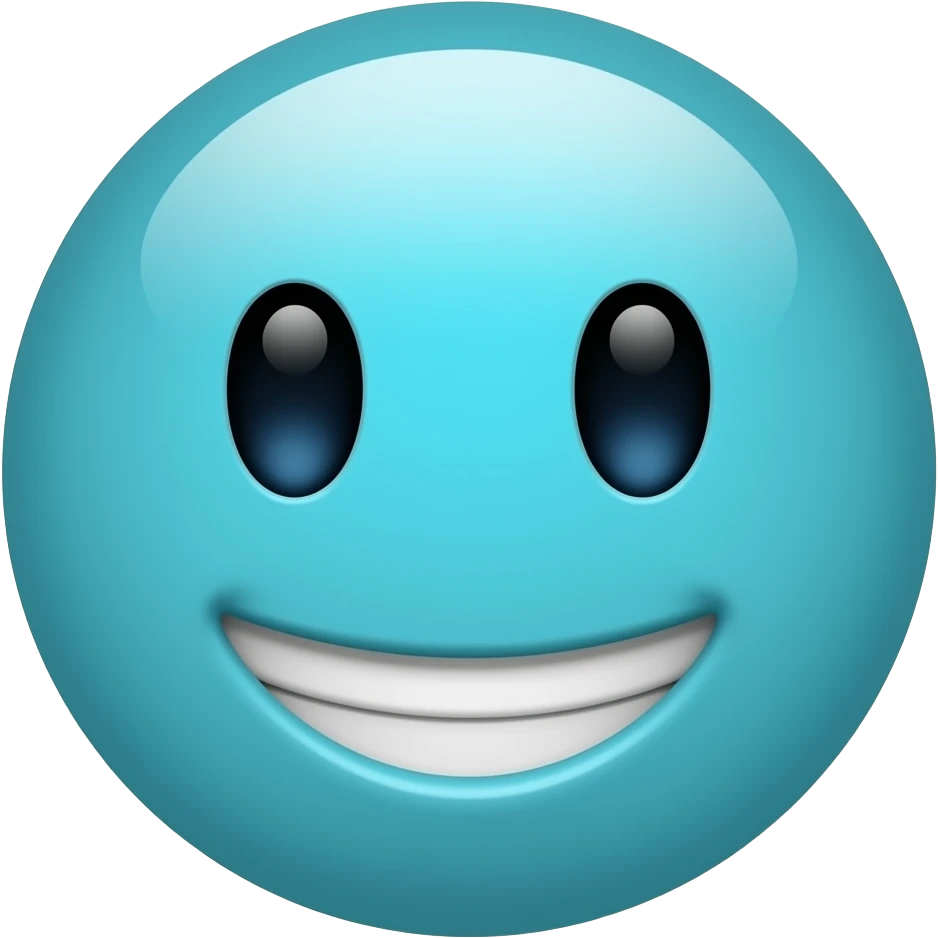 Turkuaz renkli gülen emoji emoji