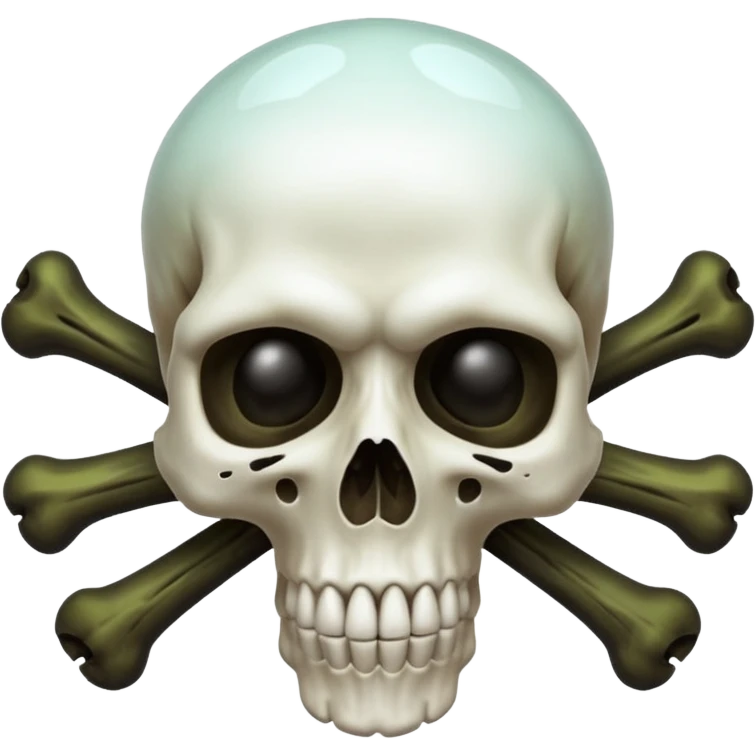 a poisonous cloud of gas, dark swamp color, with an image of a skull and two crossed bones behind the skull emoji