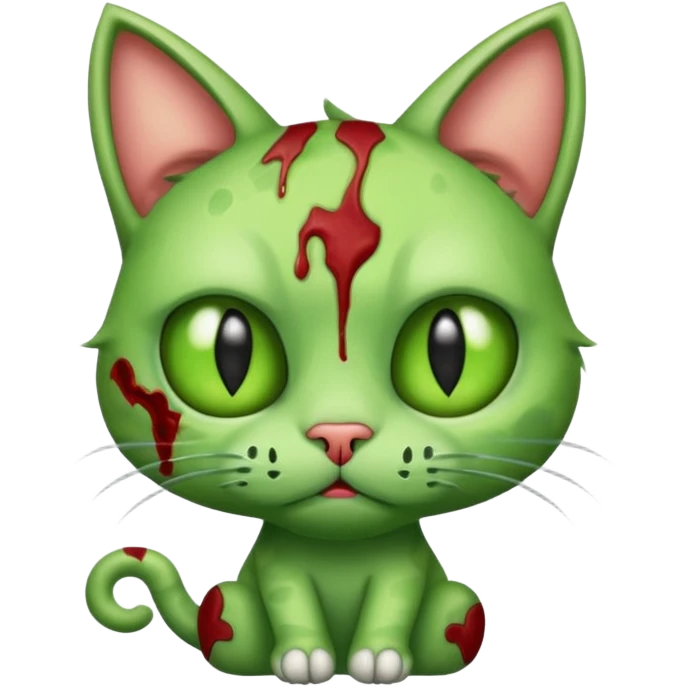 a super cute zombie green cat, look sad but not danger emoji