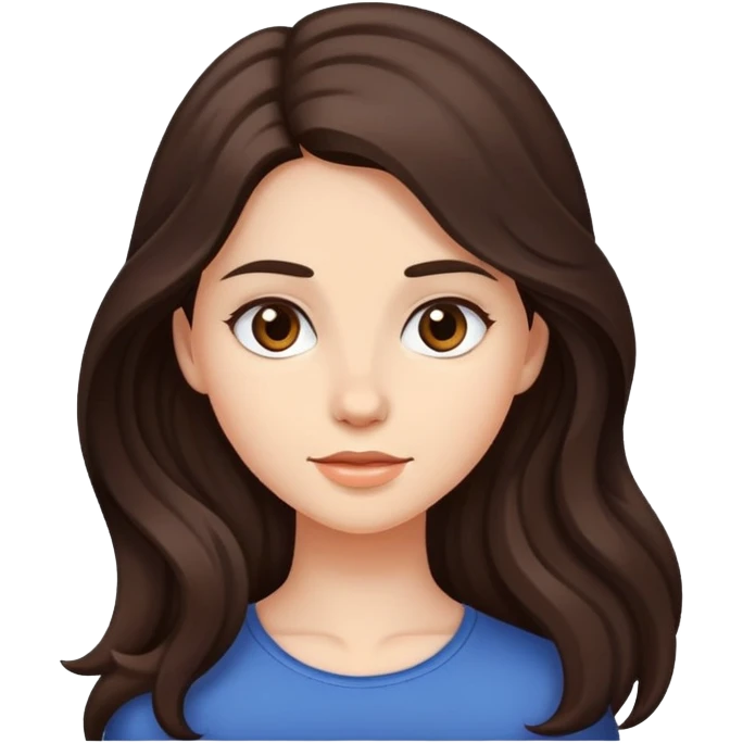 chica con pelo largo medio ondulado y el cabello castaño oscuro emoji