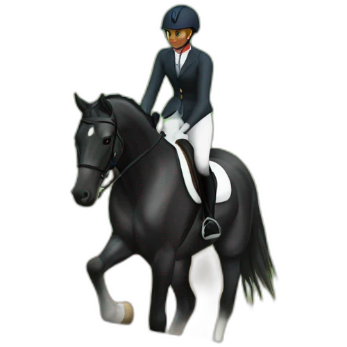 Black eventing horse on cross country course emoji