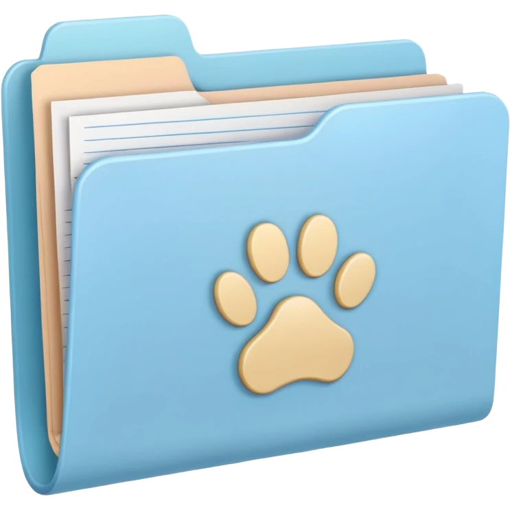 a pastel folder of documents with a pawprint on it emoji