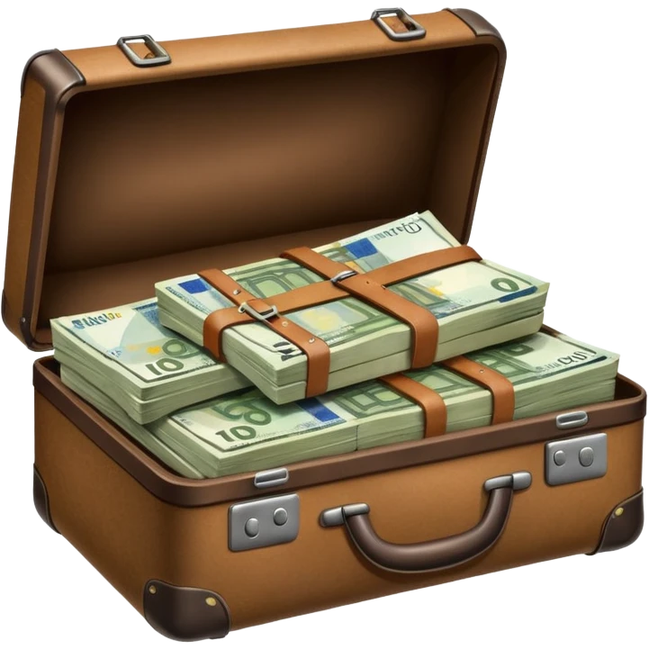 Suitcase with euro bills  emoji