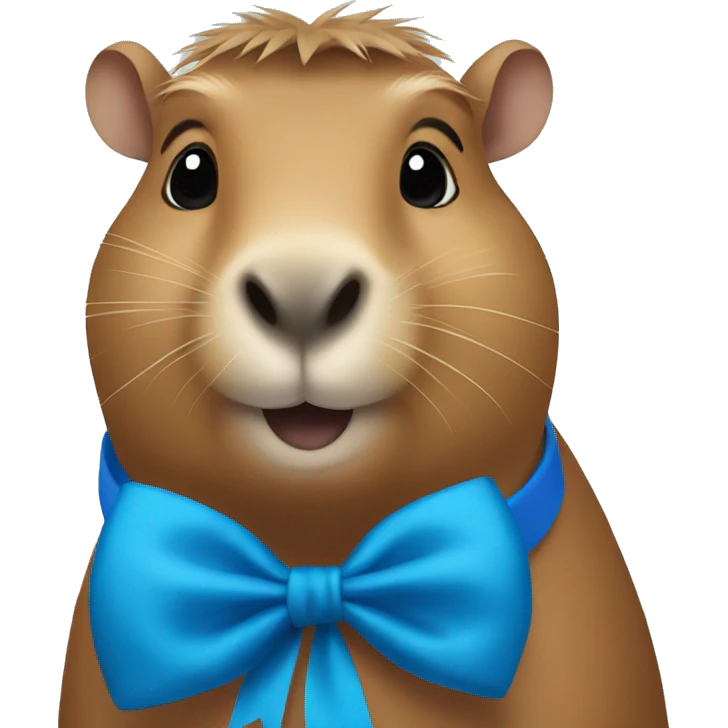 capybara wearing blue bow emoji
