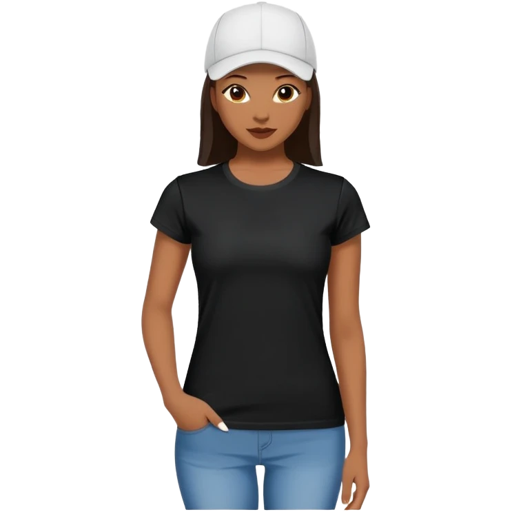black women's t-shirt with round neck and short cap sleeves, fitted feminine cut, only the garment, isolated on white background, no model emoji