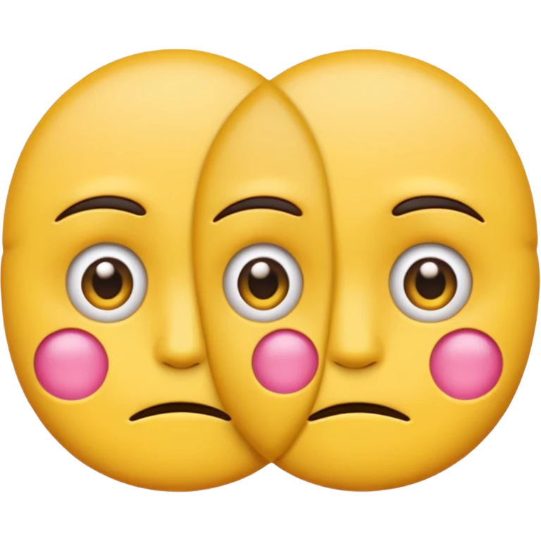 two emojis not happy stuck together no pink cheeks emoji