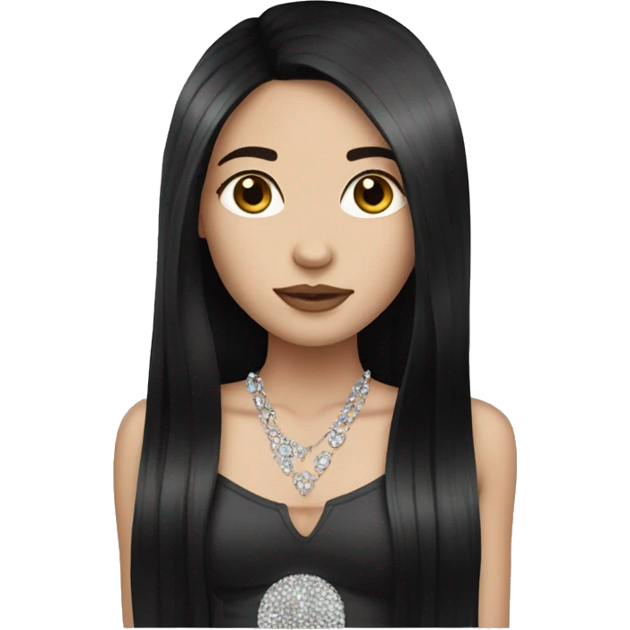 pale girl with long black hair bling emoji