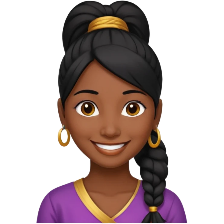 Indian lady with ponytail black hair emoji