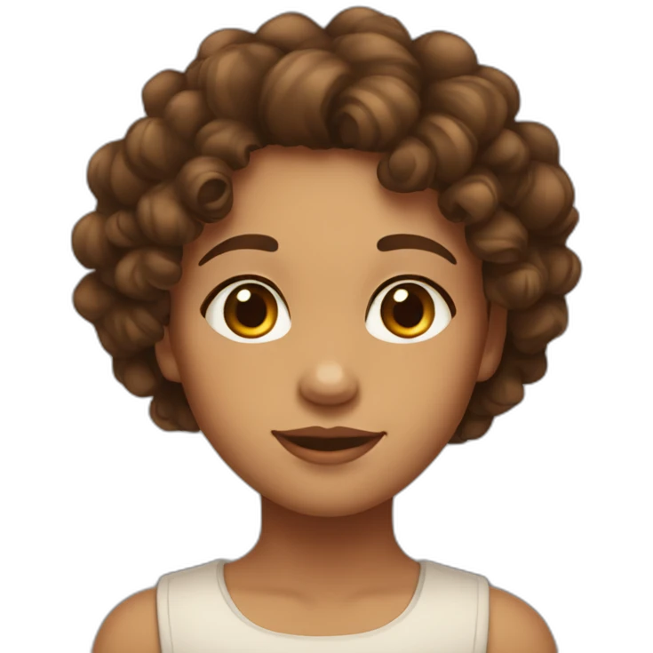 girl with curly brown hair, brown eyes, tan skin, freckles emoji