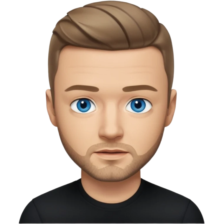 Justin Timberlake blue eyes, dark blonde hair, black shirt emoji