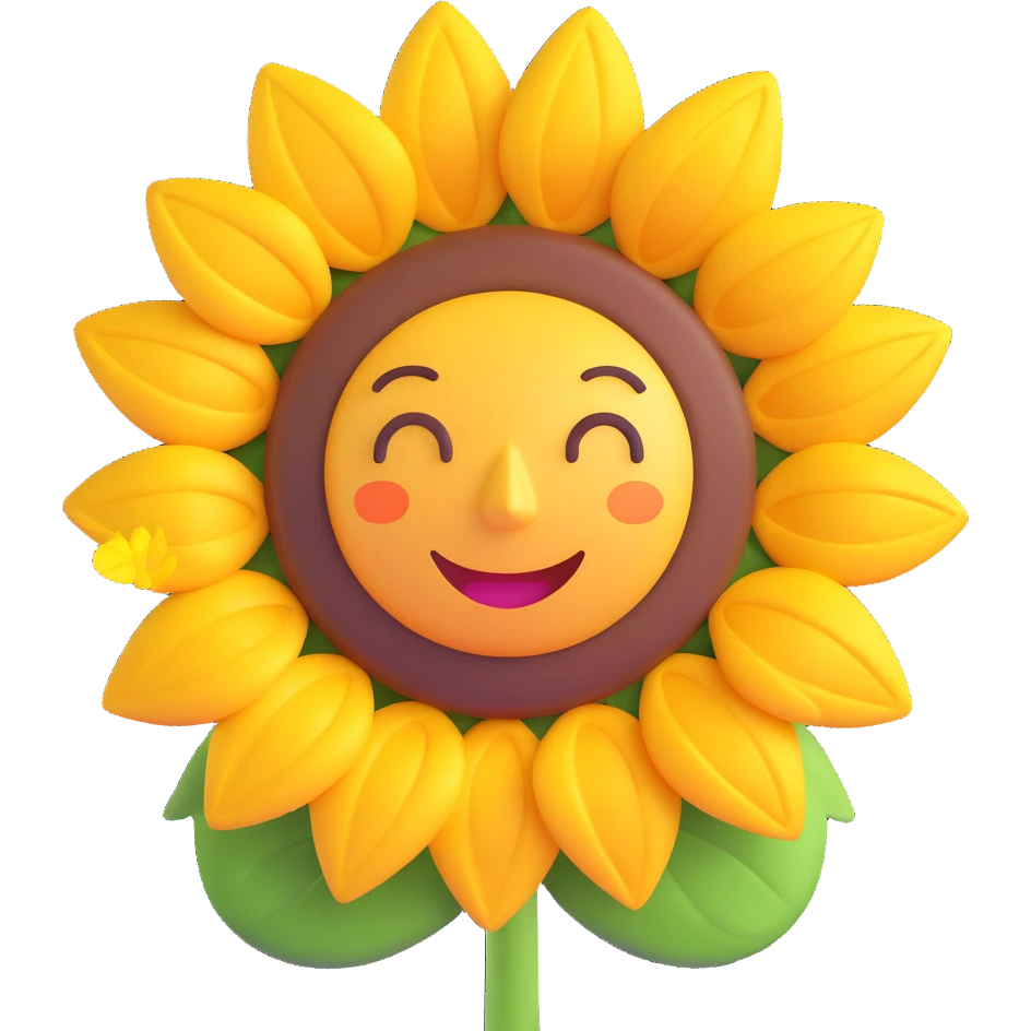 sunflower with bold petals, vibrant and textured, 3D emoji style emoji