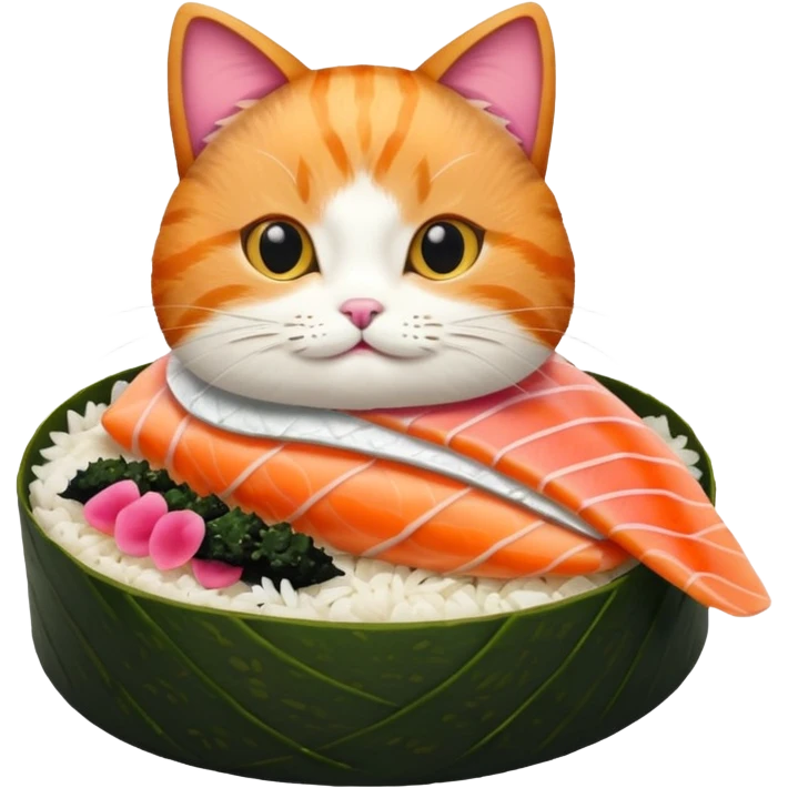 cat dressed as a piece of sushi emoji