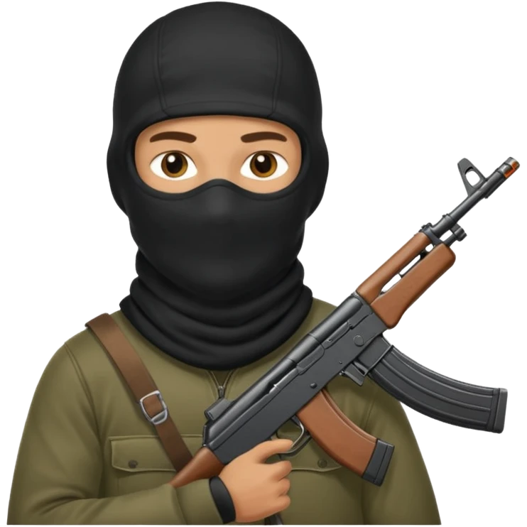 Hombre con pasamontañas con ak47 emoji