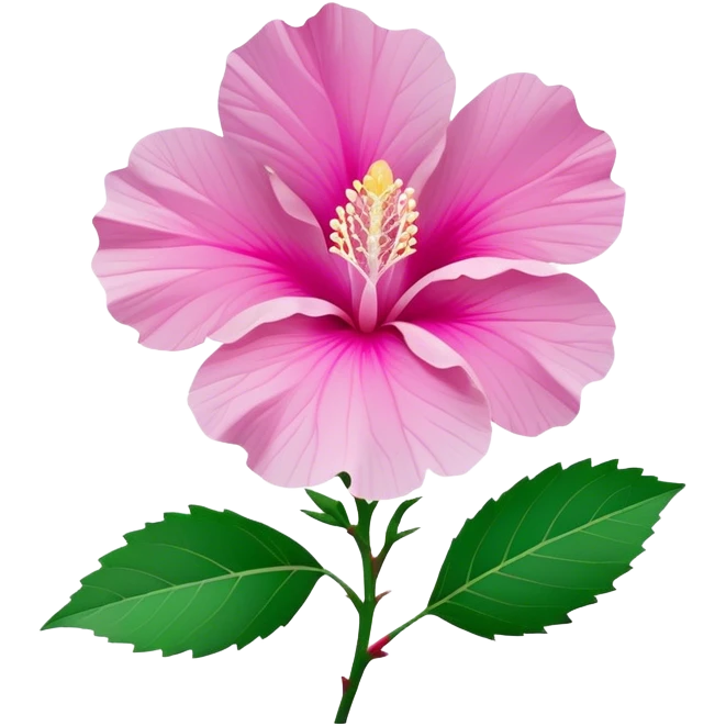 Cinematic Realistic image of a Mugunghwa flower (Rose of Sharon), rendered with delicate petal textures and vibrant pink hues, set against a minimalist background with gentle, diffused lighting that highlights its national significance emoji