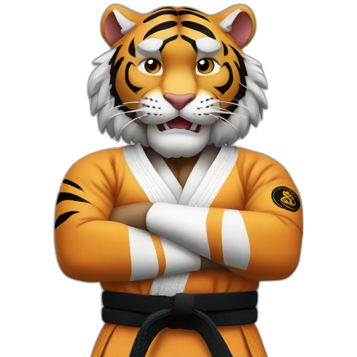Tiger jiu-jitsu black belt with his arms crossed emoji