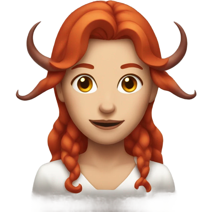 woman with red hair and demon horns emoji