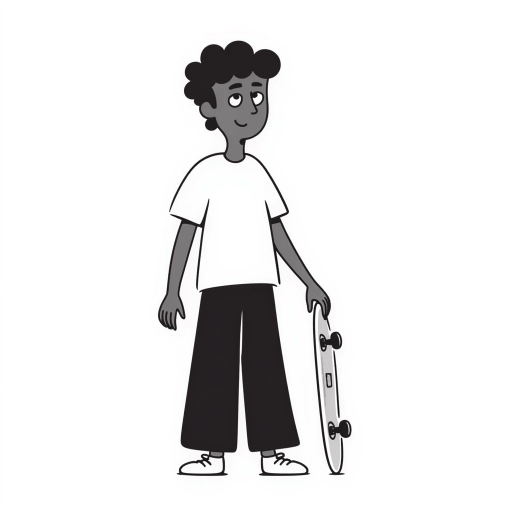 black man holding a skateboard emoji
