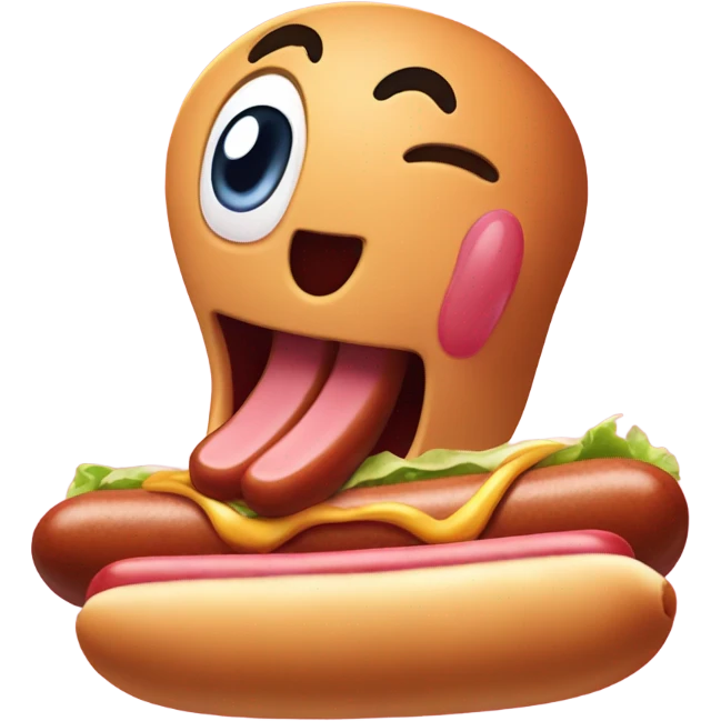 Kirby inhaling a hot dog emoji