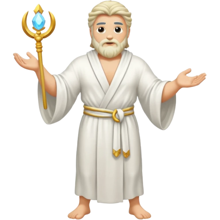 fullbody god zeus, handsdown, white robe emoji