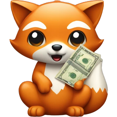 Cute-Fox-with-Money-sack-and-phone-in-left-hand emoji